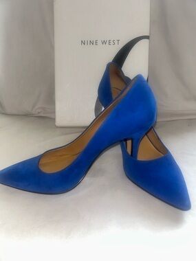 Nine West Cobalt Blue Pointed-Toe Suede Pumps